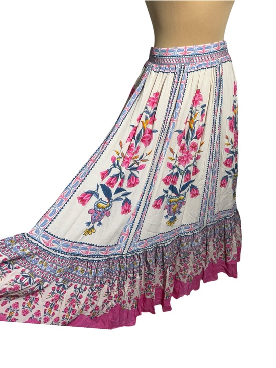 Farmers Market Dresses & Skirts - NWT Farmers Market Boho Floral Smocked Maxi Skirt Medium Pink Ivory Floral Print